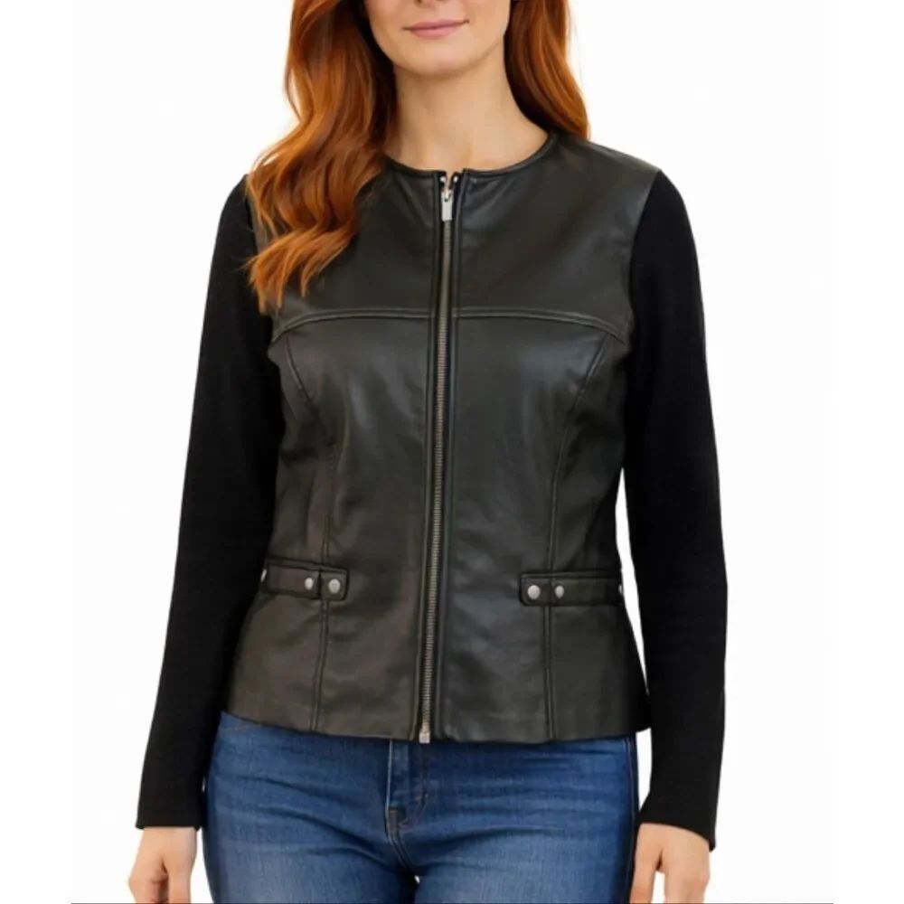 Escapade 100% leather knit moto style jacket small